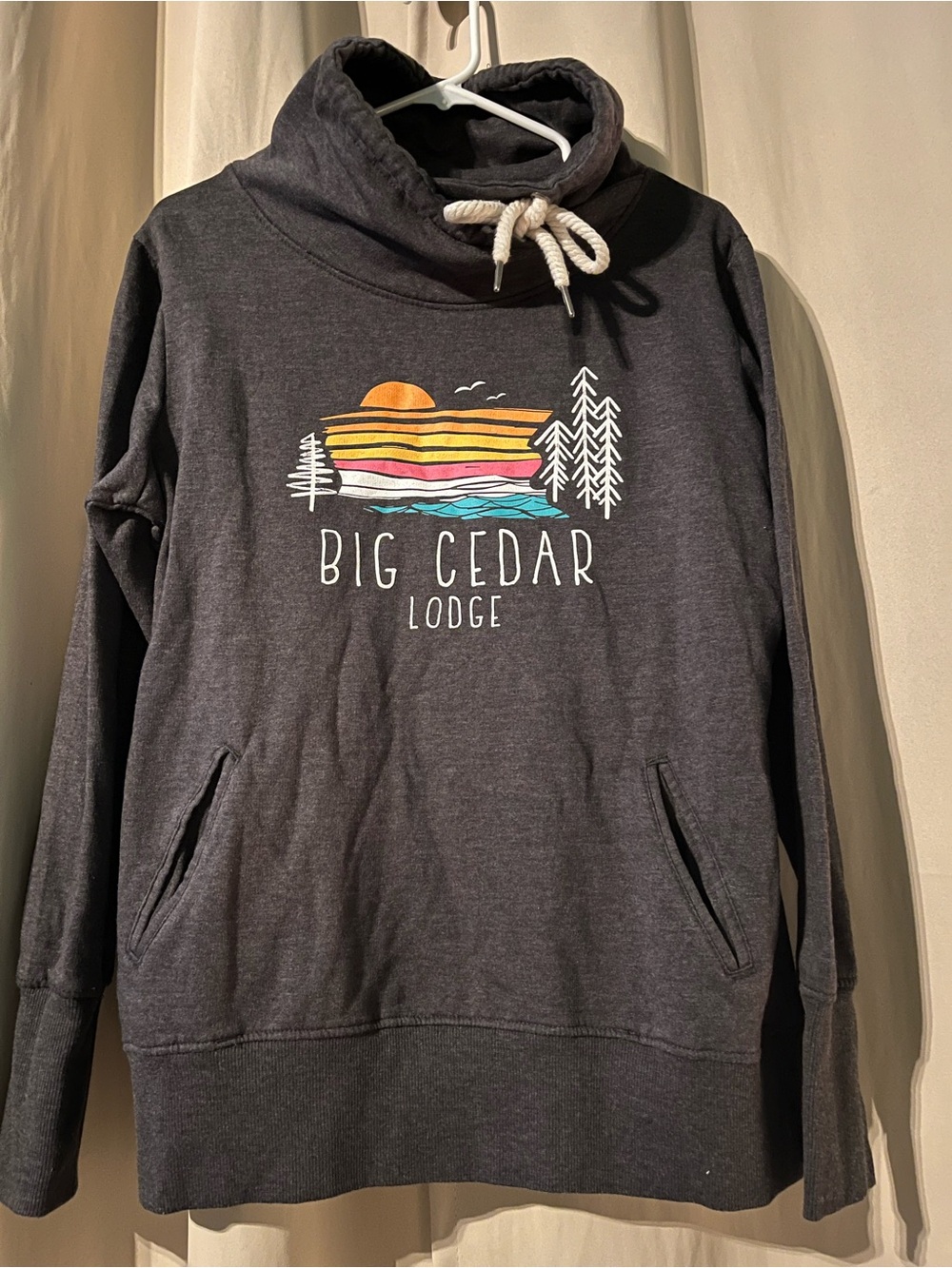 Artisan Charcoal Turtleneck Sweatshirt with Sunset Graphic